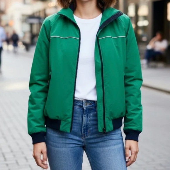 Lands' End Jackets & Blazers - Lands End Squall Jacket Waterproof Jacket Fleece Lined Women’s XL Green / Navy